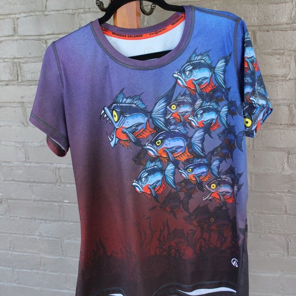 INKnBURN 2XL (12-14) PIRANHA TECH SHIRT SS Running Top NWOT! - Picture 3 of 14
